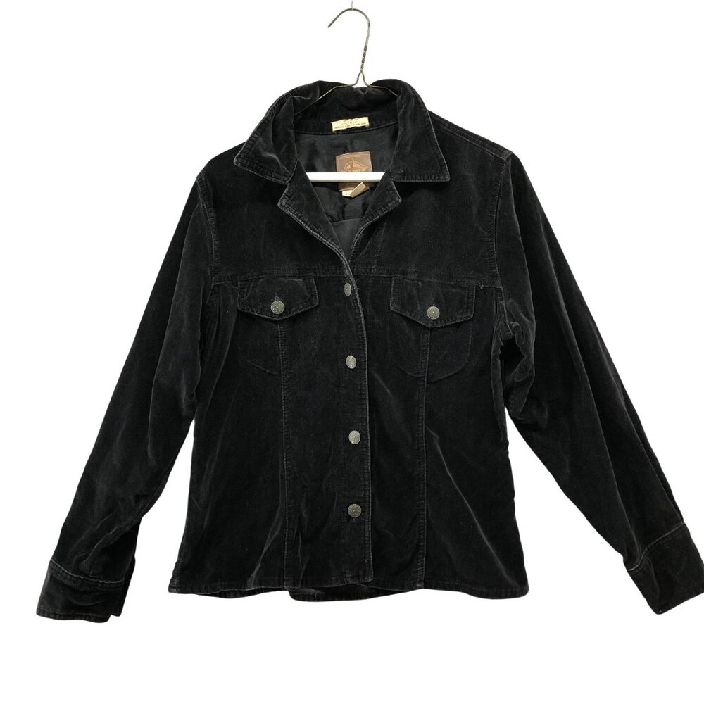VTG AMI Western Velvet Shirt Womens M Black Shacket Cotton Chest Pocket Rodeo